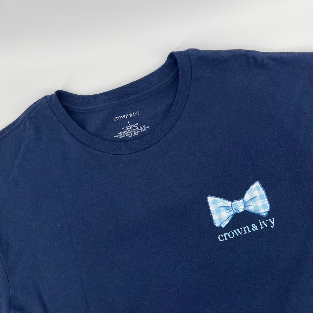 Crown & Ivy Mens Navy Blue Bowtie Lobster Graphic T-Shirt Large New with Tags